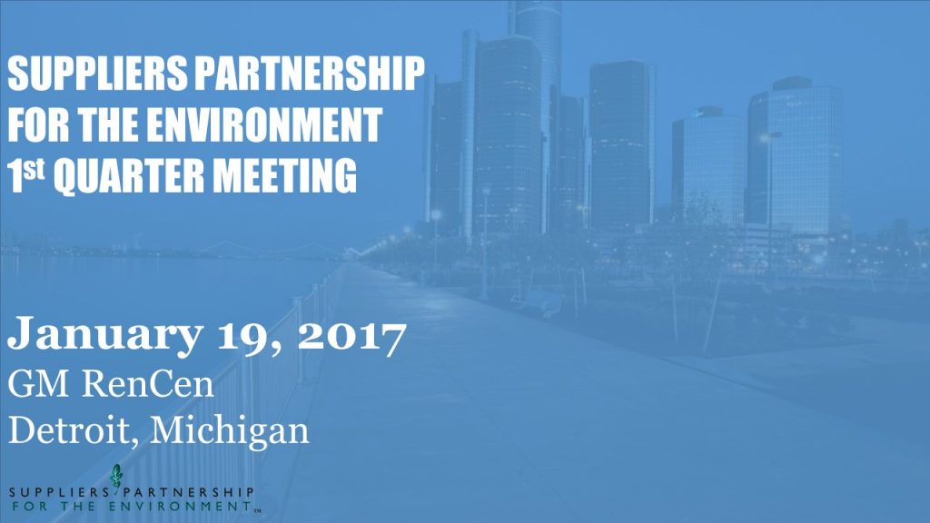 Next SP Meeting will be held January 19, 2017